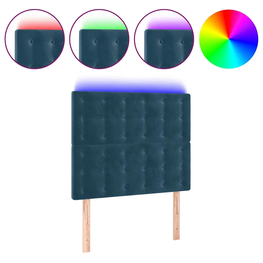 Tête de lit à LED Bleu foncé 80x5x118/128 cm Velours - 2