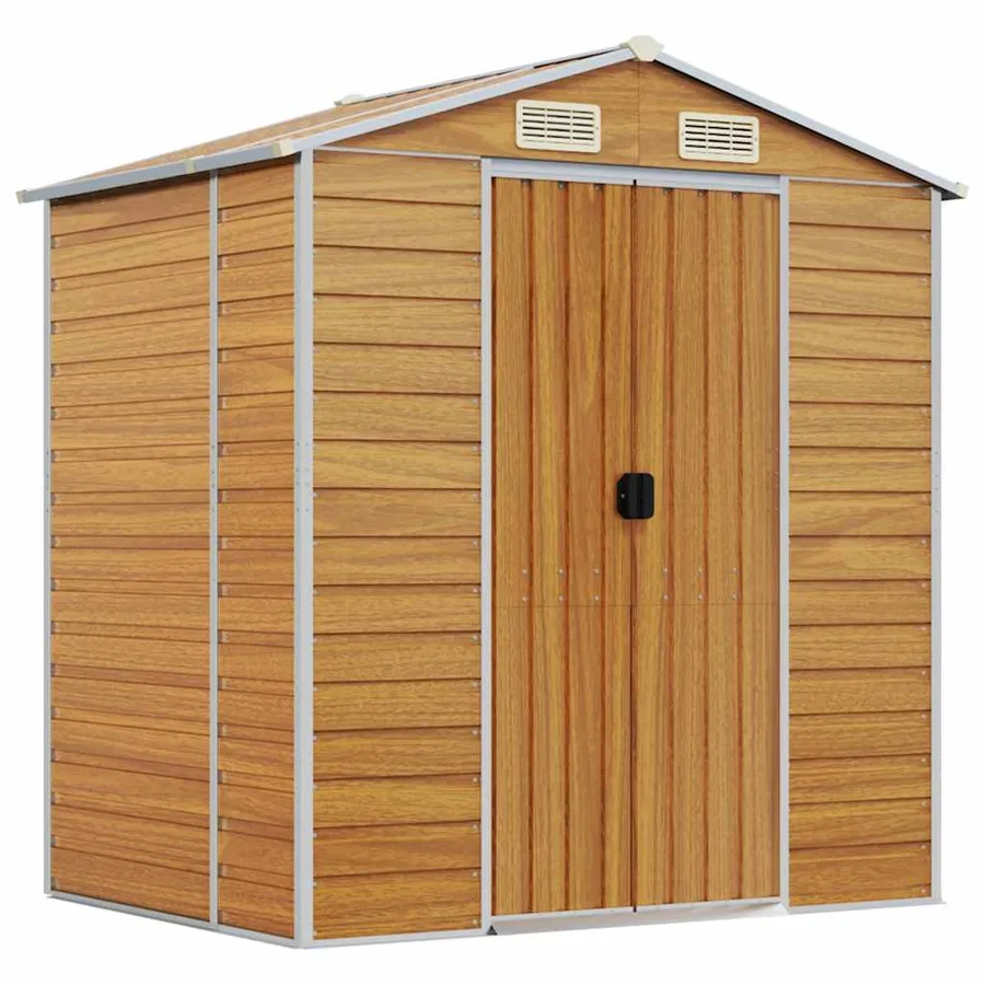 Abri de jardin marron clair 191x130x198 cm acier galvanisé - 2