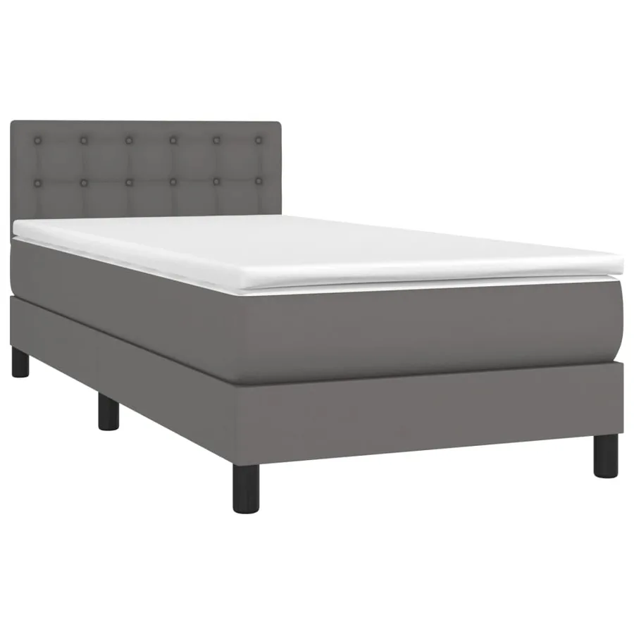 Sommier à lattes de lit avec matelas et LED Gris 90x200 cm - 3