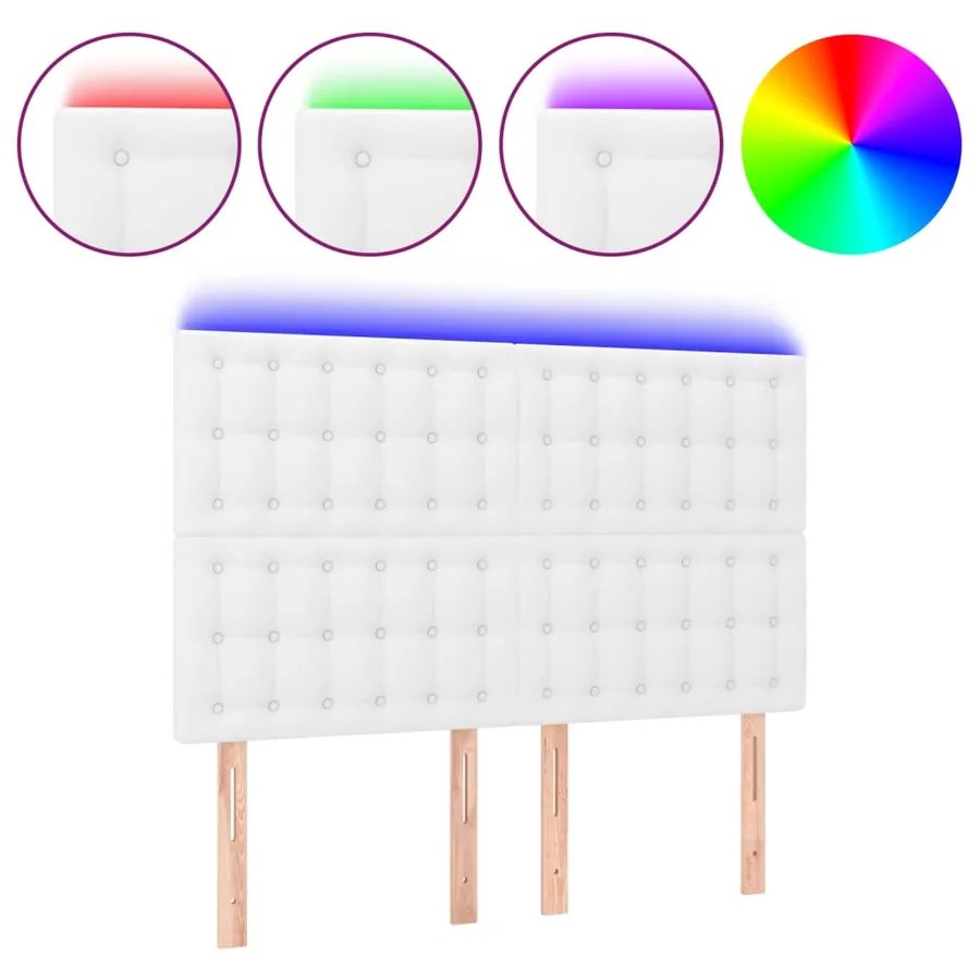 Tête de lit à LED Blanc 144x5x118/128 cm Similicuir - 2