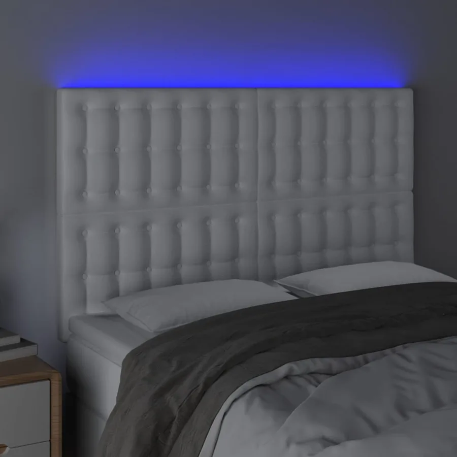 Tête de lit à LED Blanc 144x5x118/128 cm Similicuir - 3