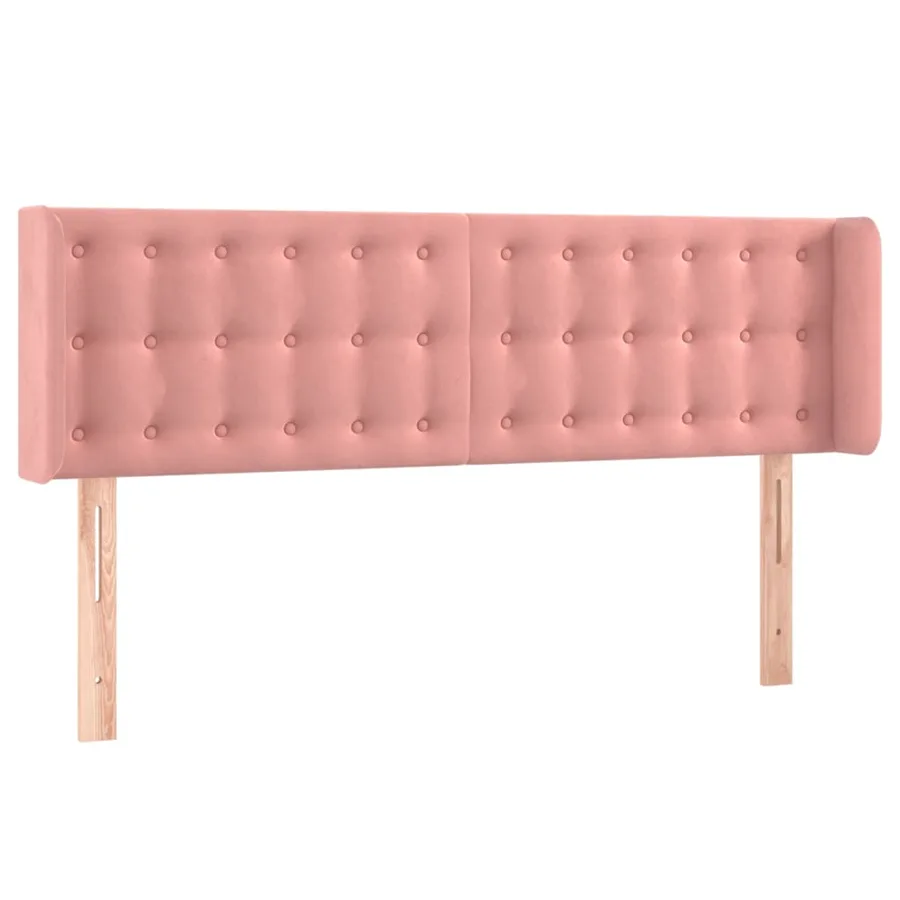Tête de lit avec oreilles Rose 147x16x78/88 cm Velours - 2