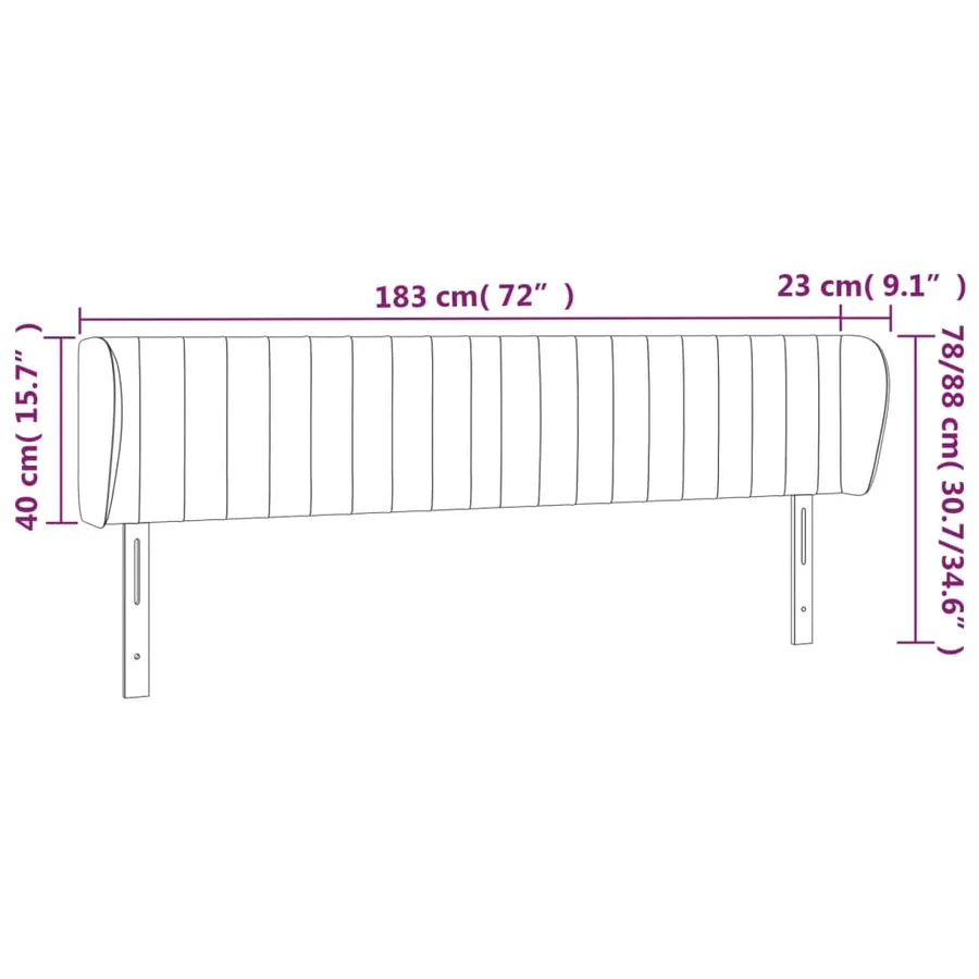 Tête de lit avec oreilles Rose 183x23x78/88 cm Velours - 9