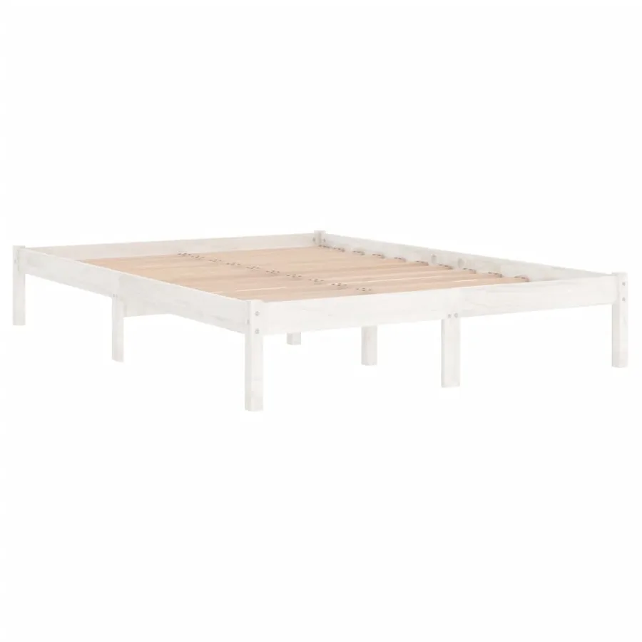 Cadre de lit sans matelas blanc 150x200 cm bois de pin massif - 3