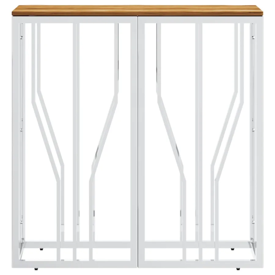 Table console argenté acier inoxydable et bois massif d'acacia - 3