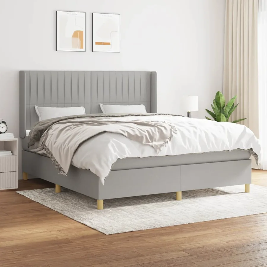Sommier à lattes de lit avec matelas Gris clair 180x200cm Tissu