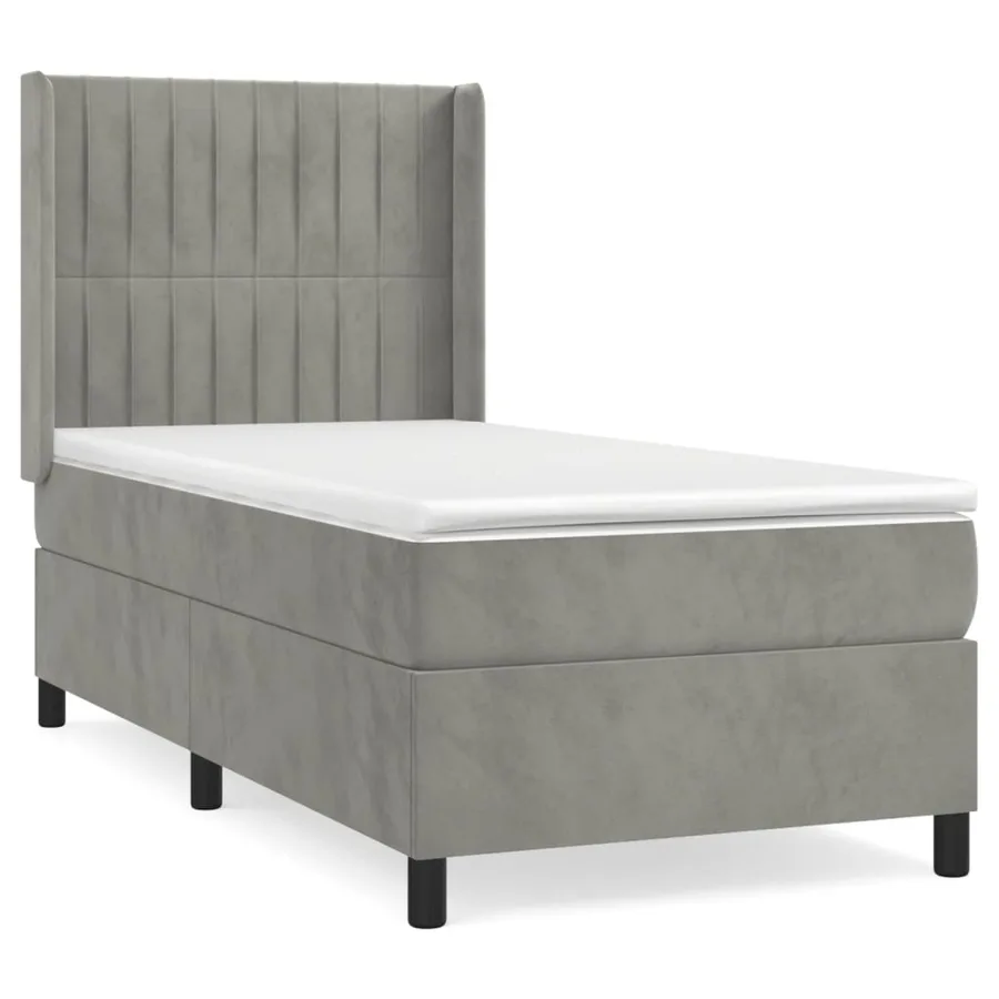 Sommier à lattes de lit et matelas Gris clair 90x200 cm Velours - 2