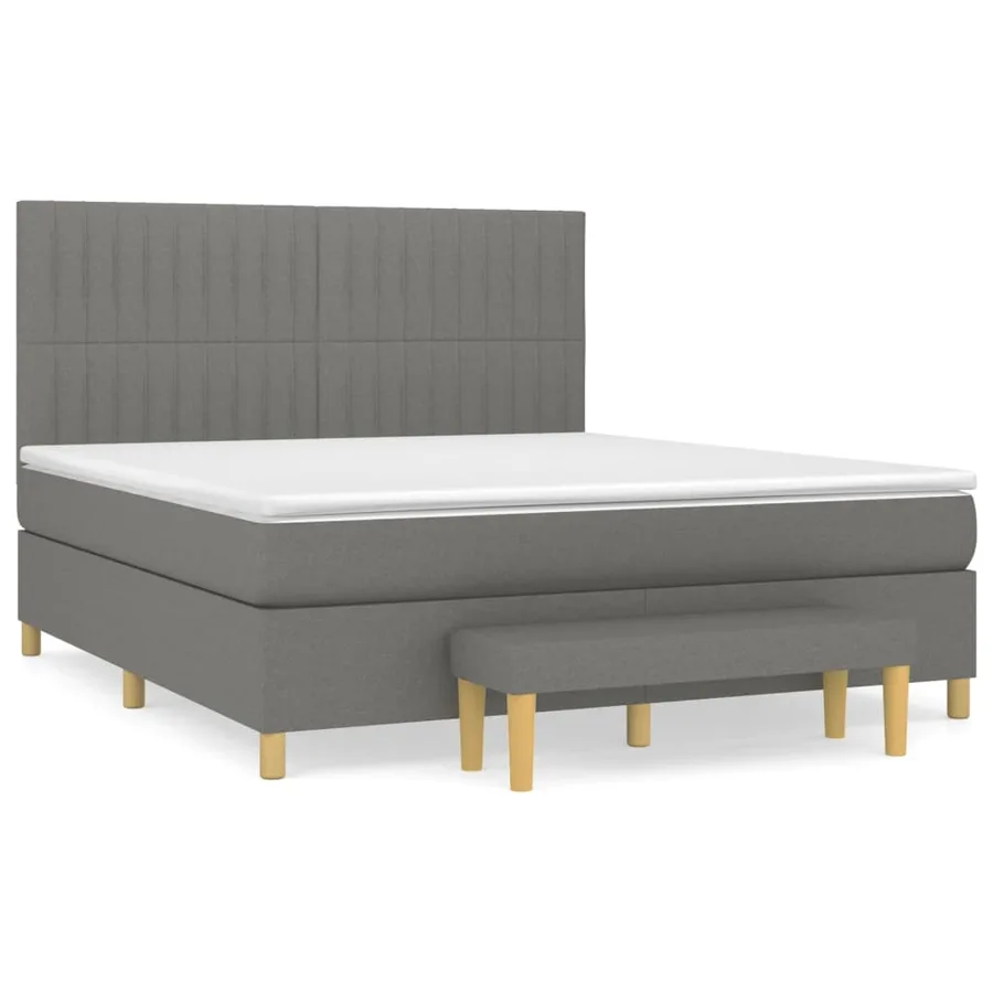 Sommier à lattes de lit avec matelas Gris foncé 180x200cm Tissu - 2
