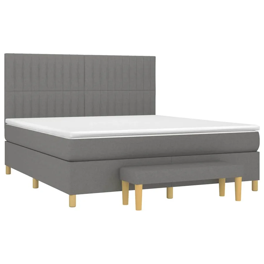 Sommier à lattes de lit avec matelas Gris foncé 180x200cm Tissu - 3