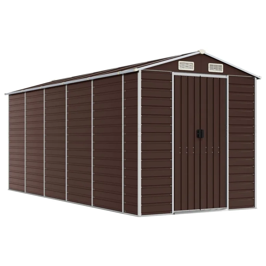 Abri de jardin marron 191 x 470 x 198 cm en acier galvanisé - 2