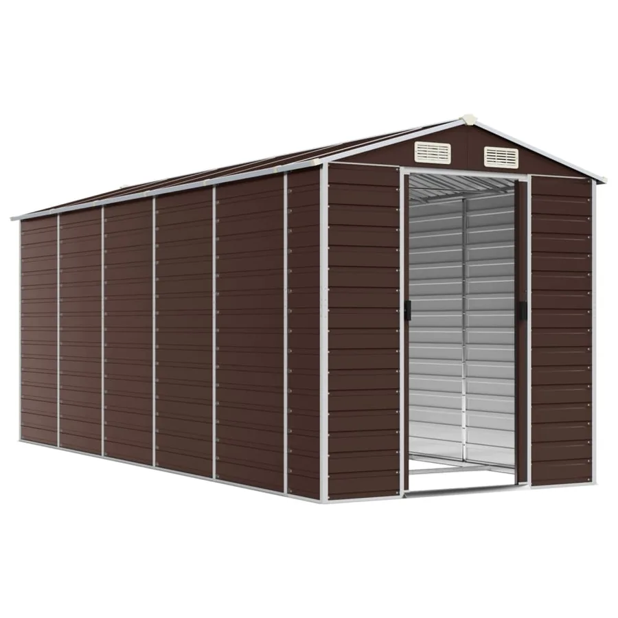Abri de jardin marron 191 x 470 x 198 cm en acier galvanisé - 3