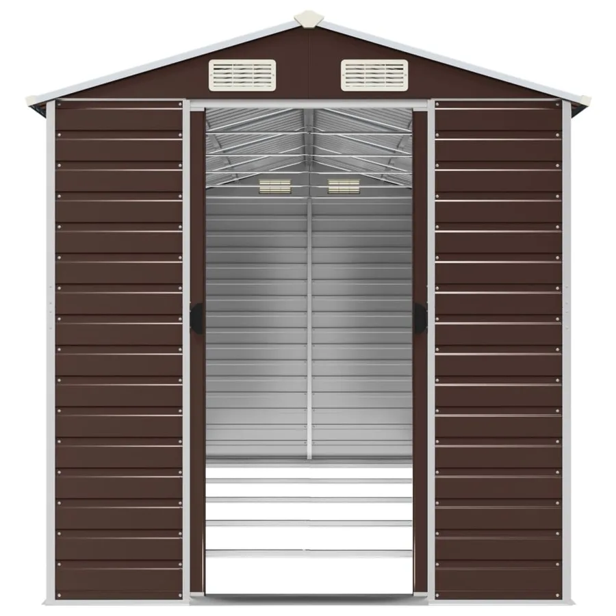 Abri de jardin marron 191 x 470 x 198 cm en acier galvanisé - 5