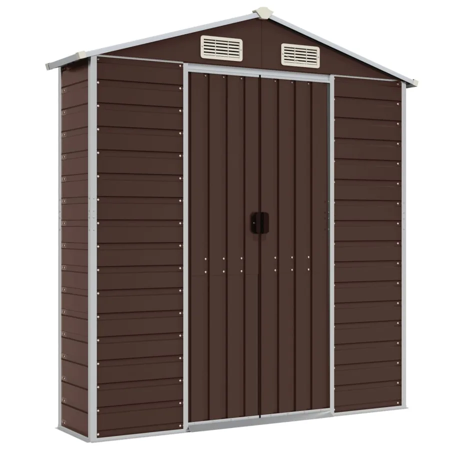 Abri de jardin marron 191 x 470 x 198 cm en acier galvanisé - 8