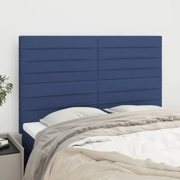 Tête de lit Bleu 144x5x118/128 cm Tissu