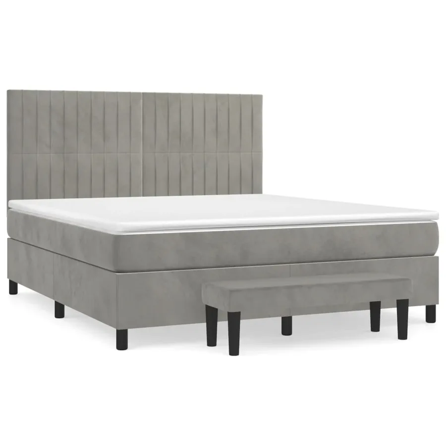 Sommier à lattes de lit et matelas Gris clair 180x200cm Velours - 2