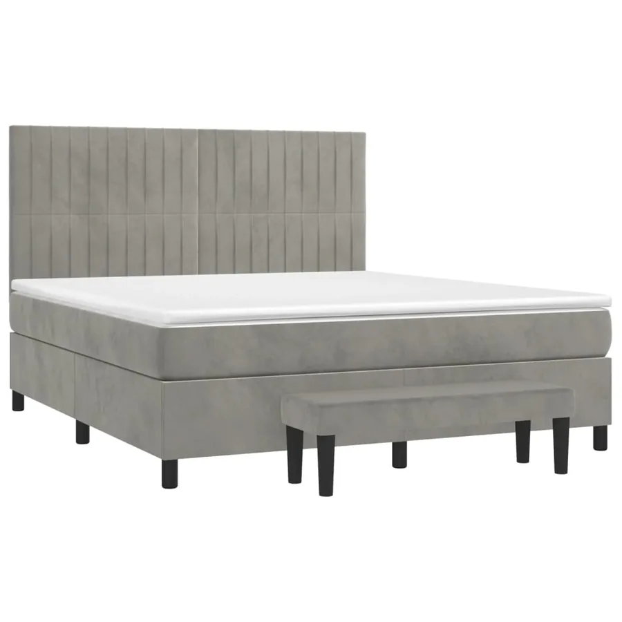 Sommier à lattes de lit et matelas Gris clair 180x200cm Velours - 3