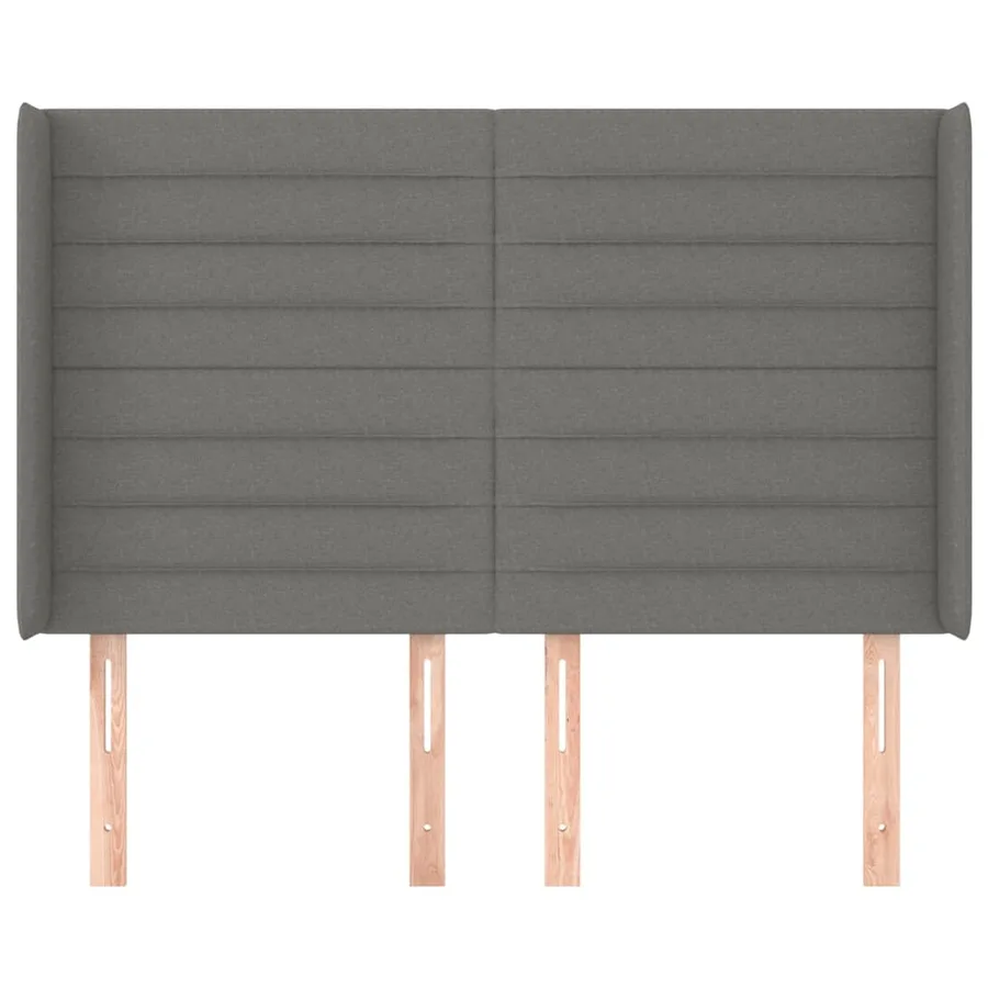 Tête de lit avec oreilles Gris foncé 147x16x118/128 cm Tissu - 3