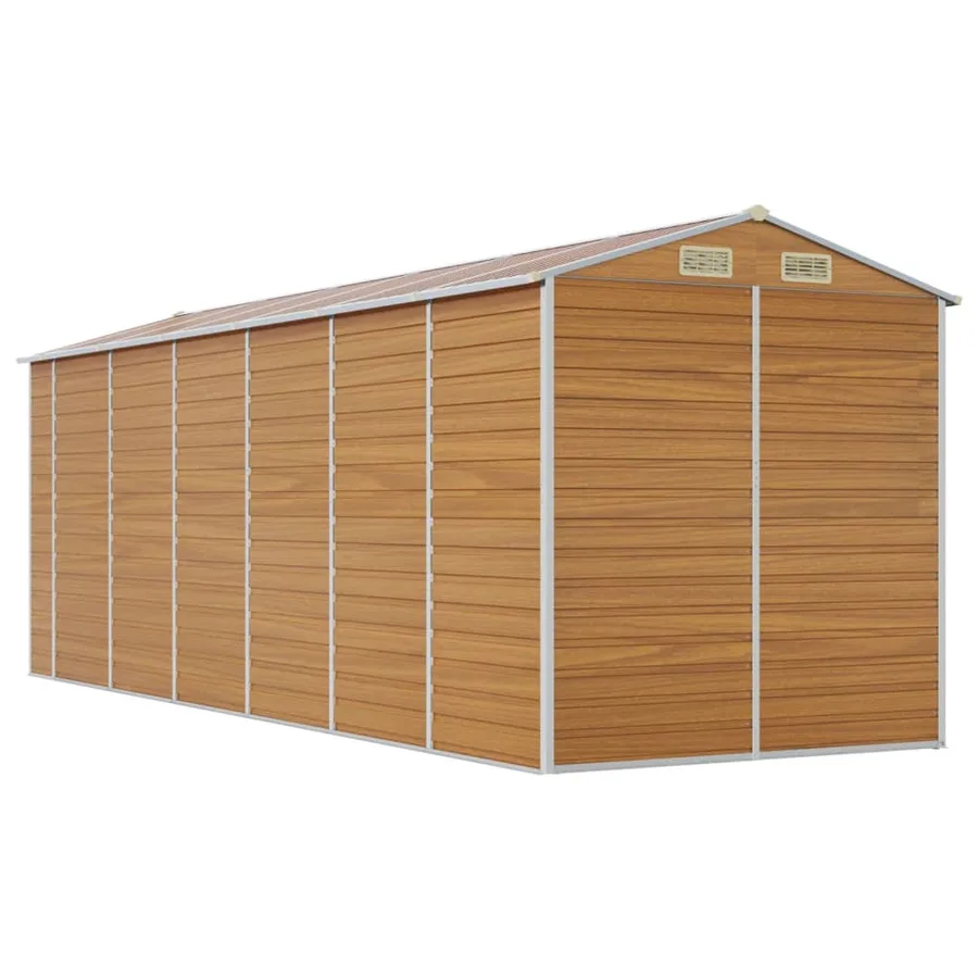 Abri de jardin marron clair 191x555x198 cm acier galvanisé - 7