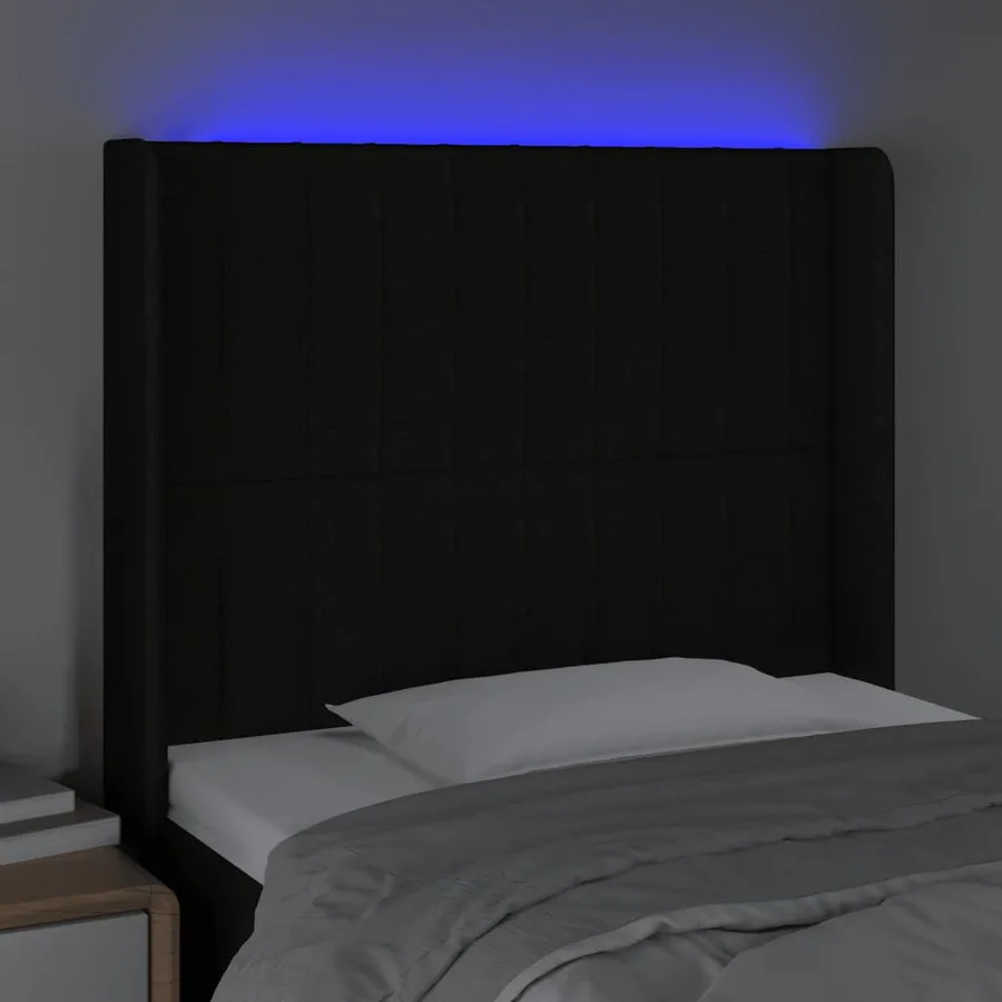 Tête de lit à LED Noir 93x16x118/128 cm Tissu - 4