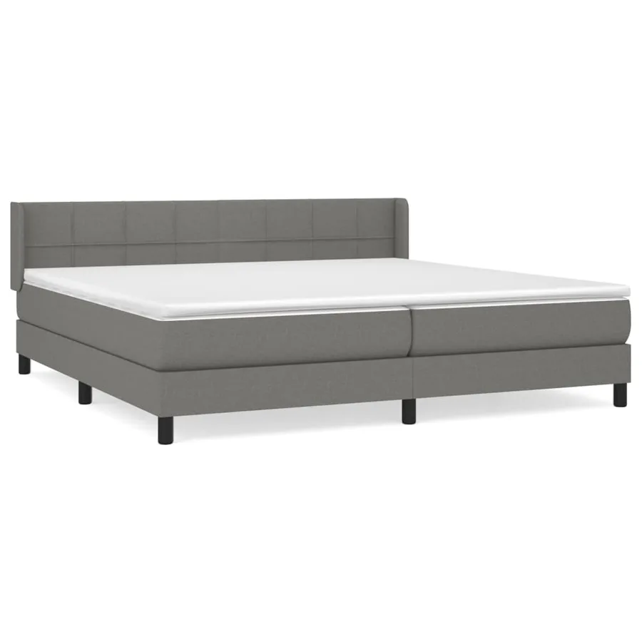 Sommier à lattes de lit avec matelas Gris foncé 200x200cm Tissu - 2