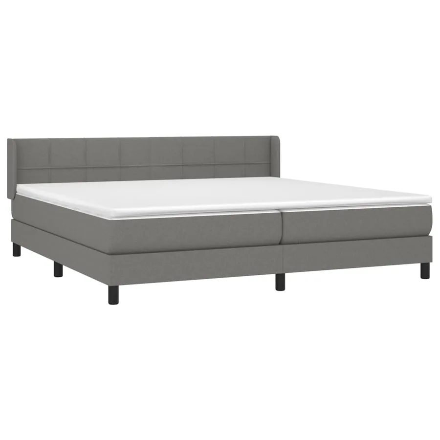 Sommier à lattes de lit avec matelas Gris foncé 200x200cm Tissu - 3