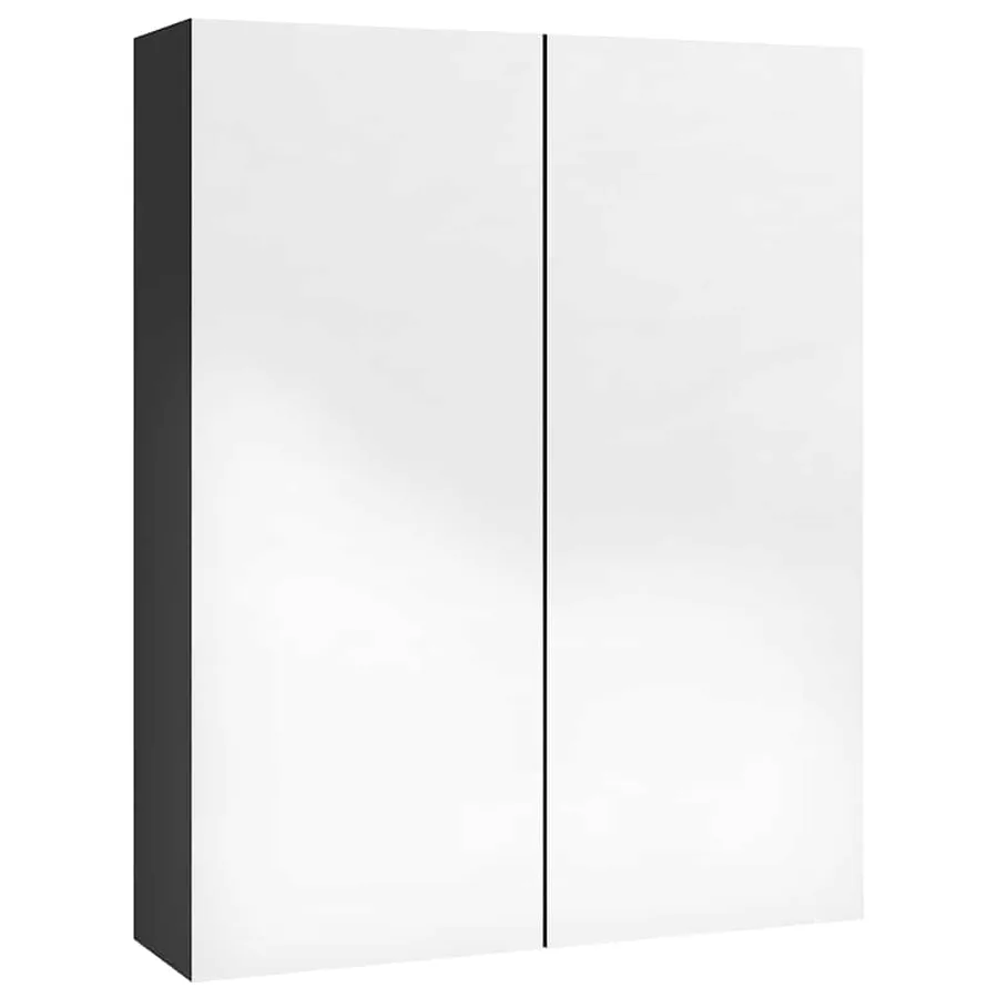 Armoire à miroir de salle de bain 60x15x75 cm MDF Noir brillant - 4
