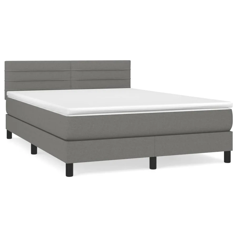 Sommier à lattes de lit avec matelas Gris foncé 140x200cm Tissu - 2