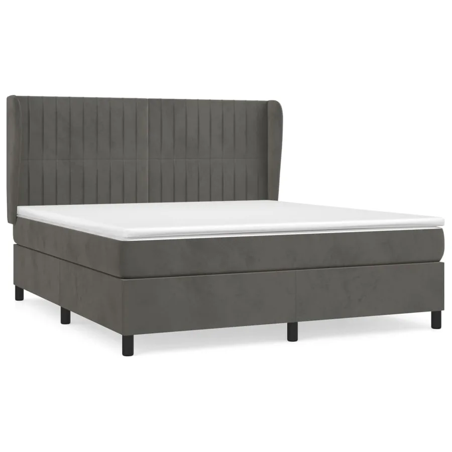 Sommier à lattes de lit et matelas Gris foncé 180x200cm Velours - 2