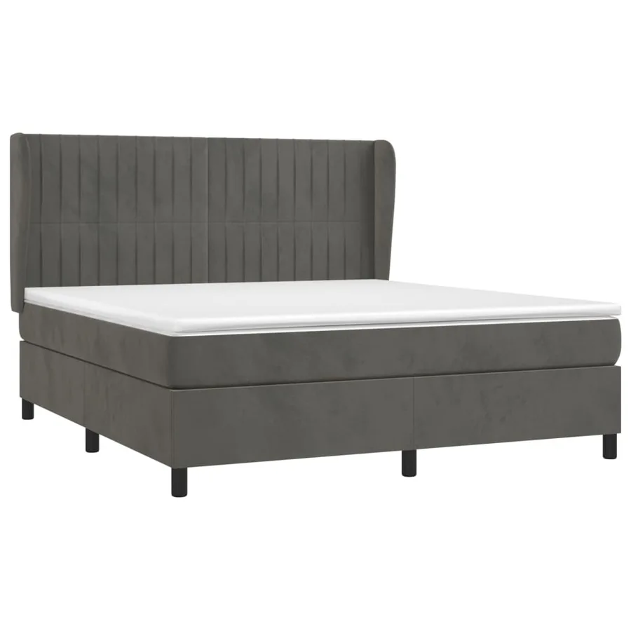 Sommier à lattes de lit et matelas Gris foncé 180x200cm Velours - 3