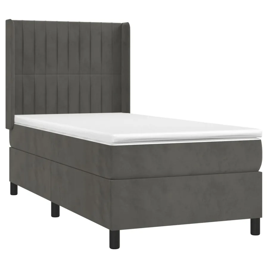 Sommier à lattes de lit matelas LED Gris foncé 90x200cm Velours - 4