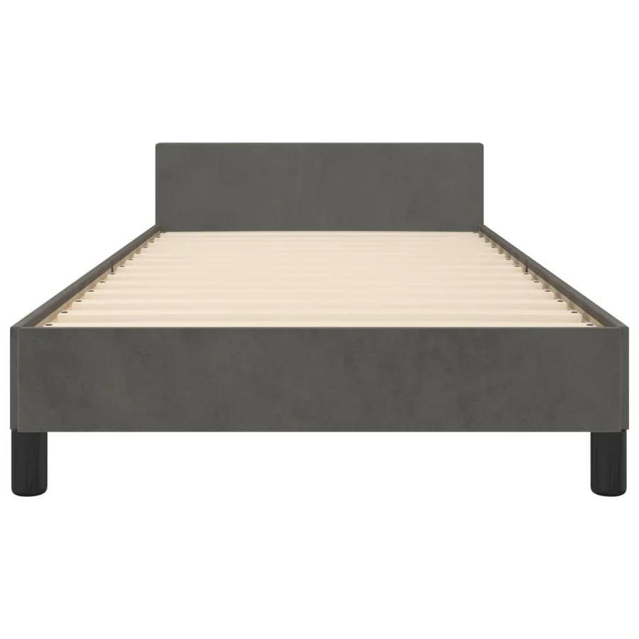 Cadre de lit sans matelas gris foncé 90x200 cm velours - 6