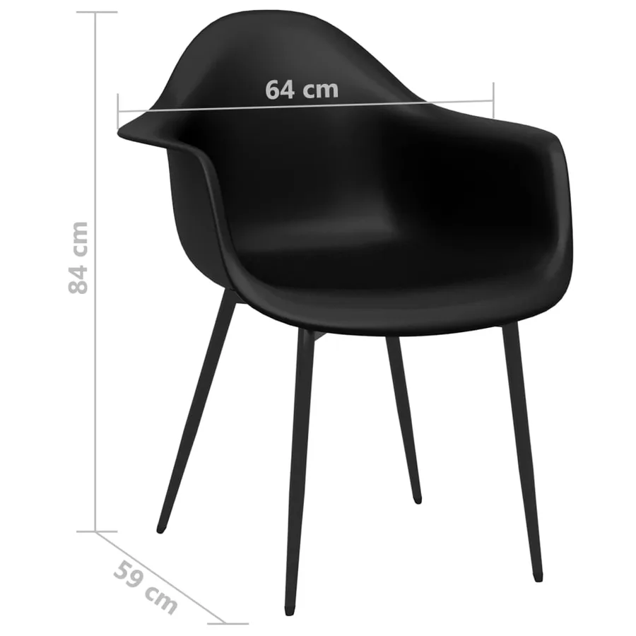 Chaises à manger lot de 6 noir PP - 7