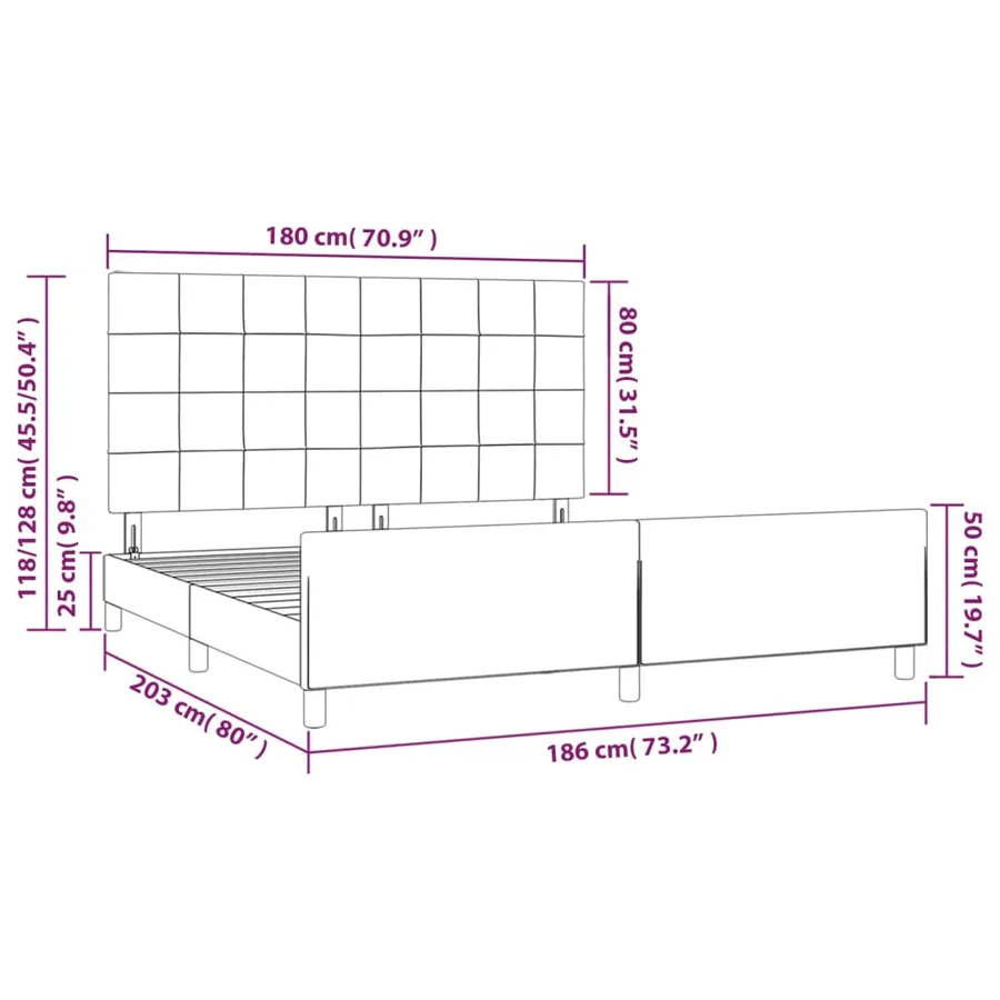 Cadre de lit sans matelas noir velours - 14