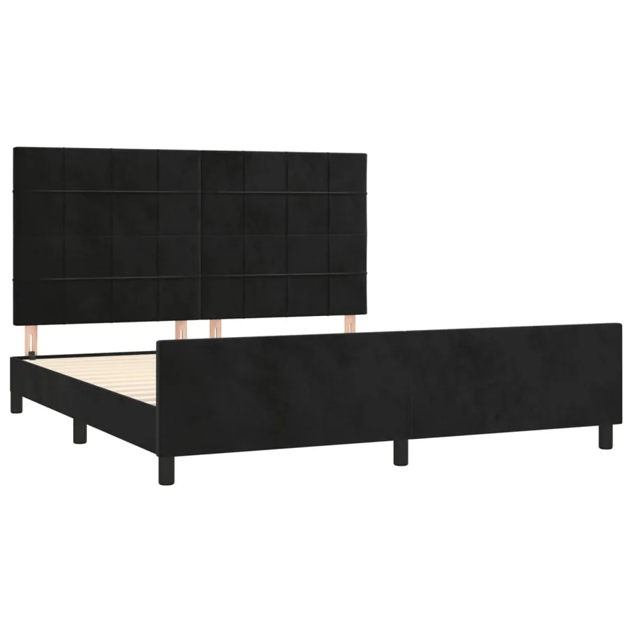 Cadre de lit sans matelas noir velours - 4