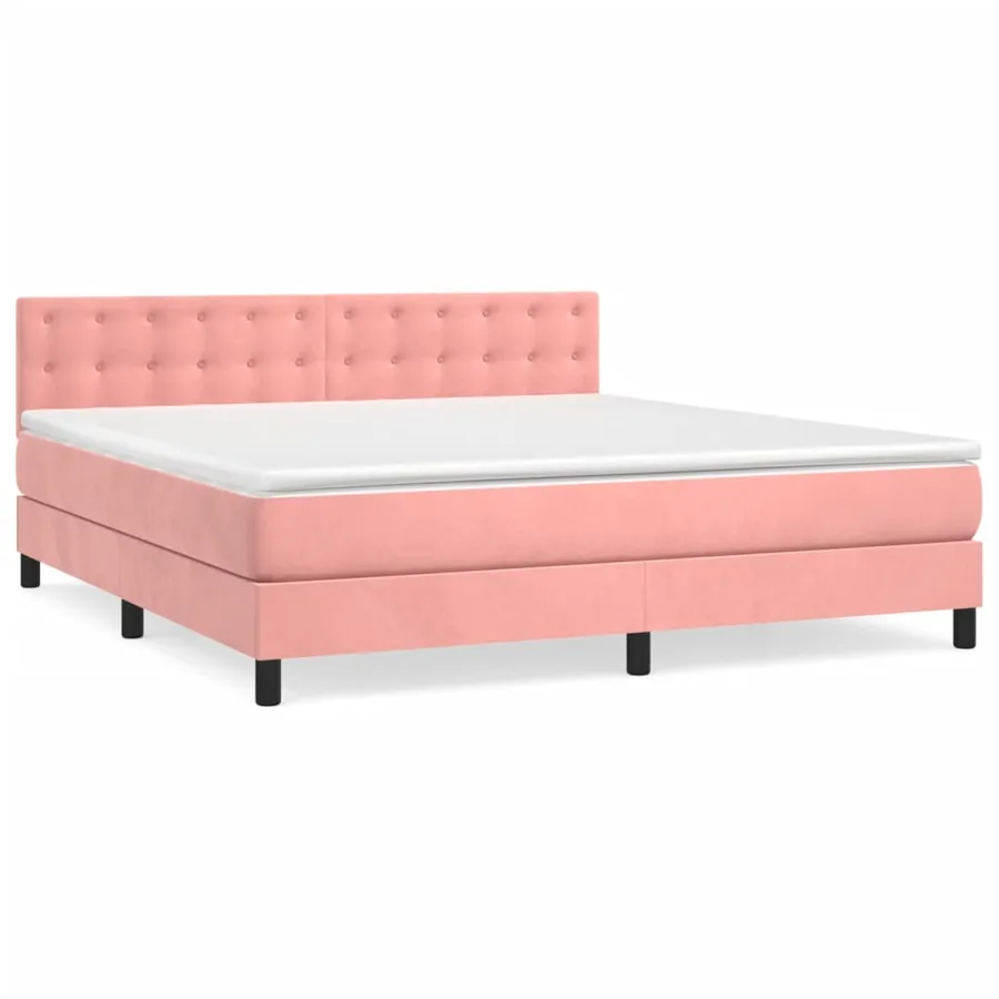 Sommier à lattes de lit avec matelas Rose 160x200 cm Velours - 2