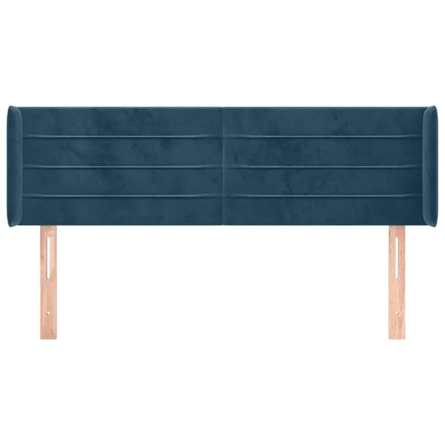 Tête de lit avec oreilles Bleu foncé 147x16x78/88 cm Velours - 3