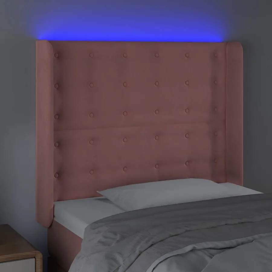 Tête de lit à LED Rose 83x16x118/128 cm Velours - 4