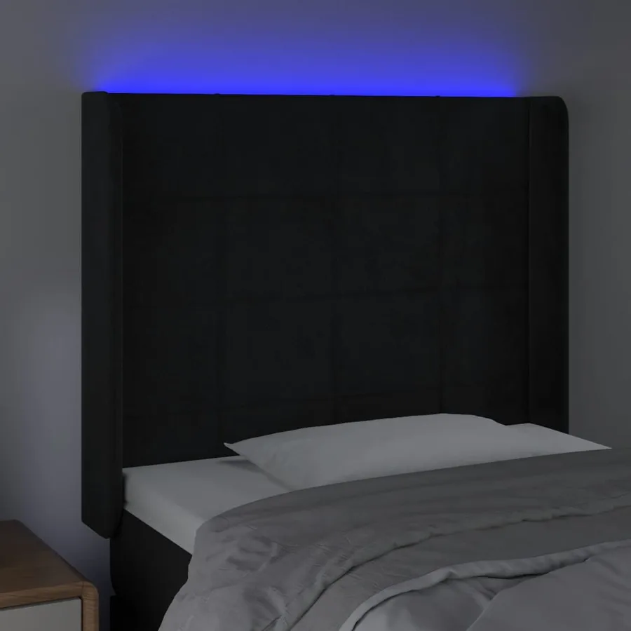 Tête de lit à LED Noir 93x16x118/128 cm Velours - 4