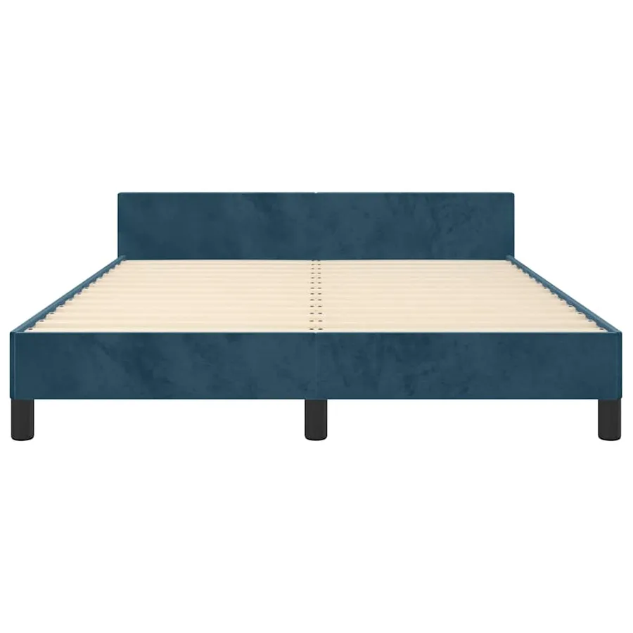 Cadre de lit sans matelas bleu foncé 140x190 cm velours - 6