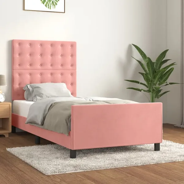 Cadre de lit sans matelas rose 80x200 cm velours