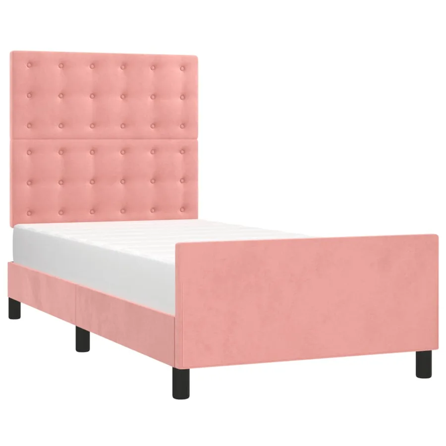 Cadre de lit sans matelas rose 80x200 cm velours - 3