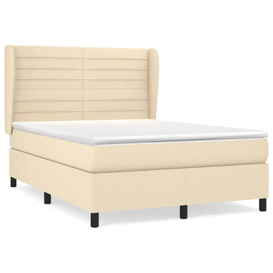 Sommier à lattes de lit avec matelas Crème 140x200 cm Tissu - 2