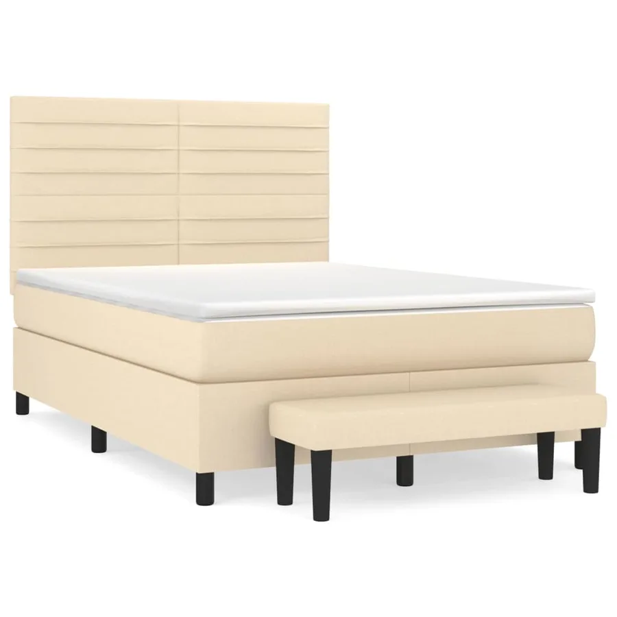 Sommier à lattes de lit avec matelas Crème 140x200 cm Tissu - 2