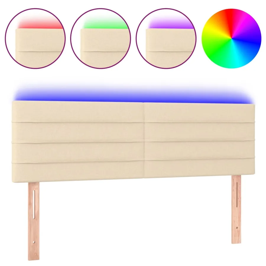 Tête de lit à LED Crème 144x5x78/88 cm Tissu - 2