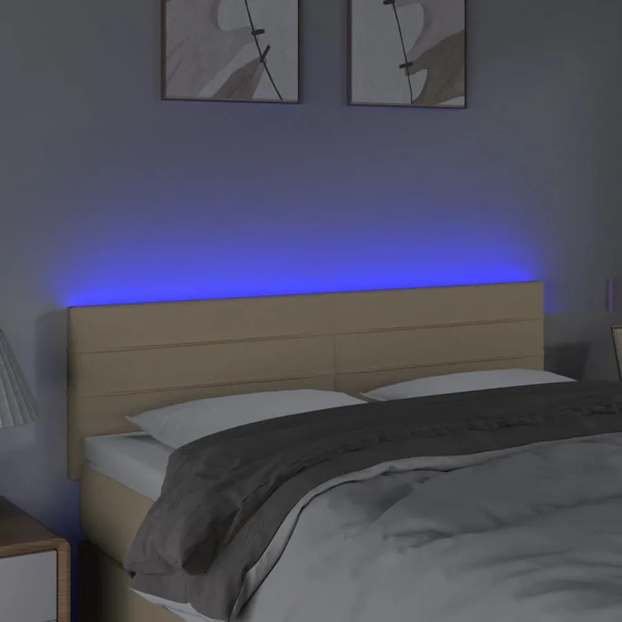 Tête de lit à LED Crème 144x5x78/88 cm Tissu - 3