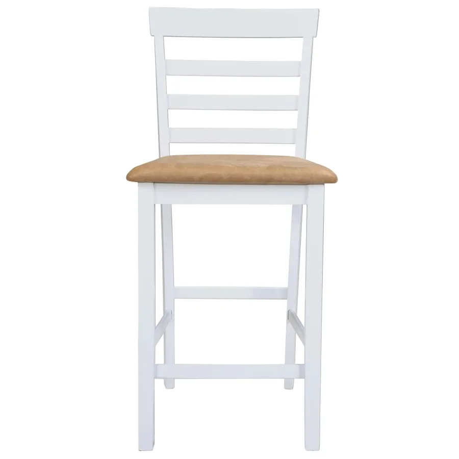 Set table et 4 chaises de bar en bois coloris blanc - 4