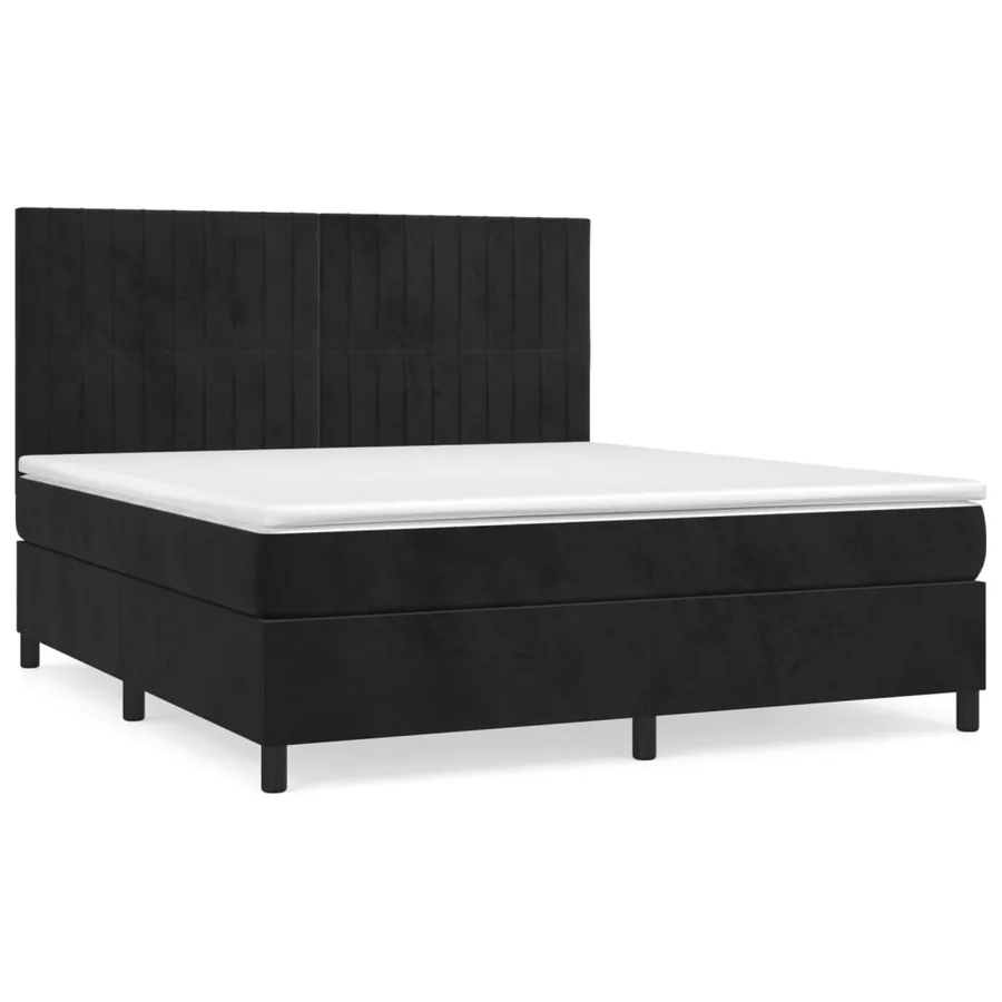 Sommier à lattes de lit et matelas Noir 160x200 cm Velours - 2