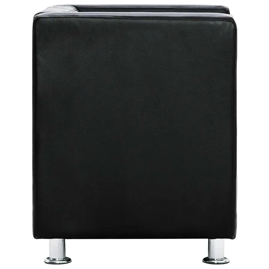 Fauteuil cube noir similicuir - 4