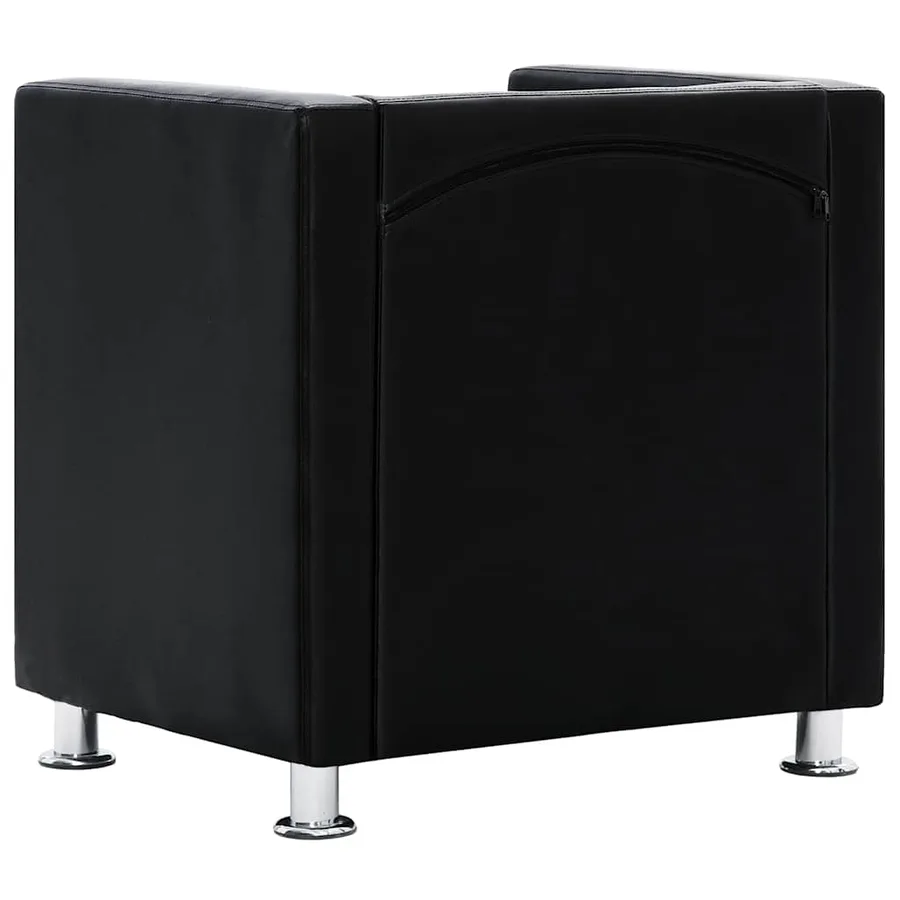 Fauteuil cube noir similicuir - 5