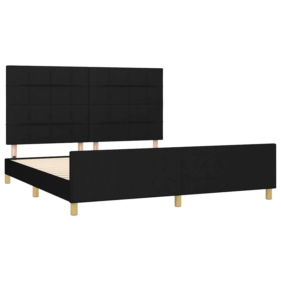 Cadre de lit sans matelas noir 180x200 cm tissu - 4